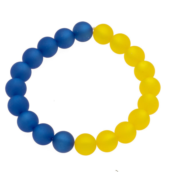 Armband Polaris Perlen 10 mm blau gelb, Ukraine Flagge