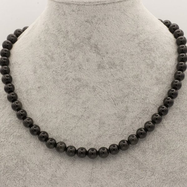 Kette mit Obsidian Perlen 8 mm Durchmesser