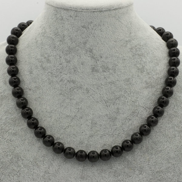 Kette mit 10 mm Obsidian Perlen